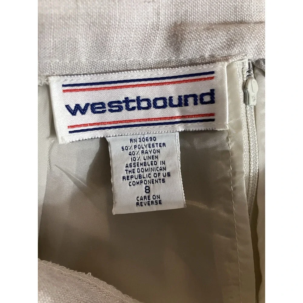 Vintage Westbound Beige Linen Blend Pencil Skirt Lined 24 X 22.5 Talon Zip